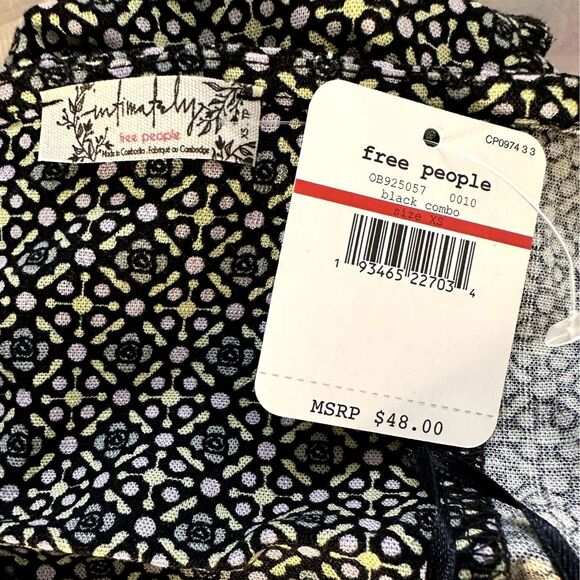 Intimately Free People Lucky Now Brami Crop Top Off Shoulder Black Combo XS NWT - Picture 5 of 6